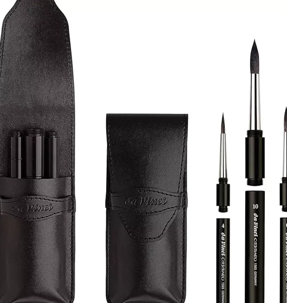 Estuche cuero 3 Pinceles redondos 5382 Casaneo da Vinci