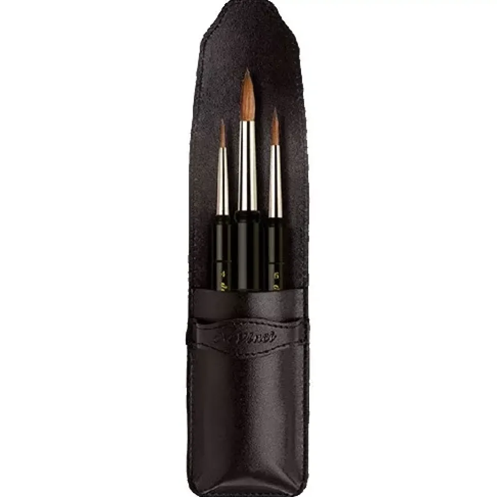 Estuche cuero 3 Pinceles redondos 5382 Maestro da Vinci