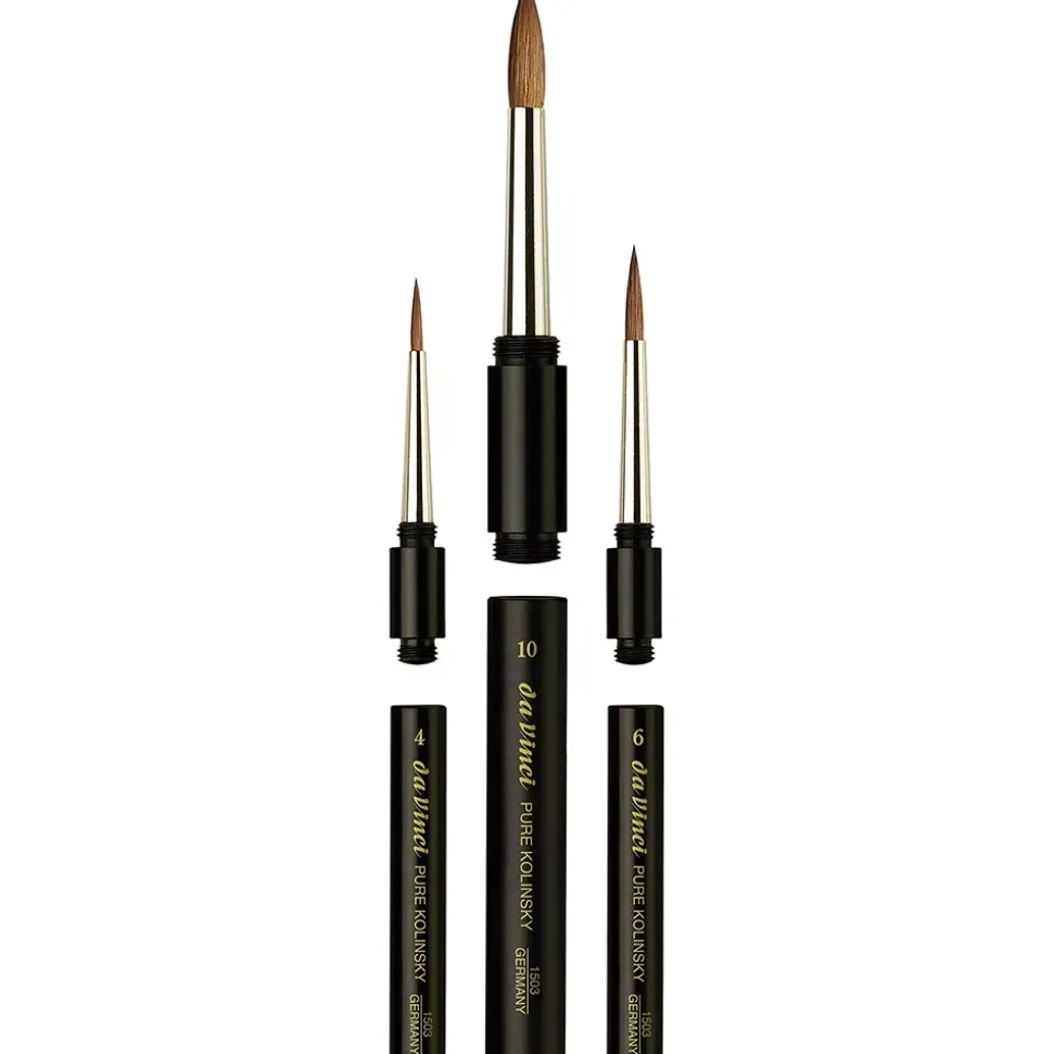 Estuche cuero 3 Pinceles redondos 5382 Maestro da Vinci