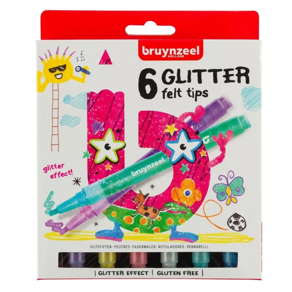 Estuche de 6 Rotuladores Brillantes Kids Bruynzeel