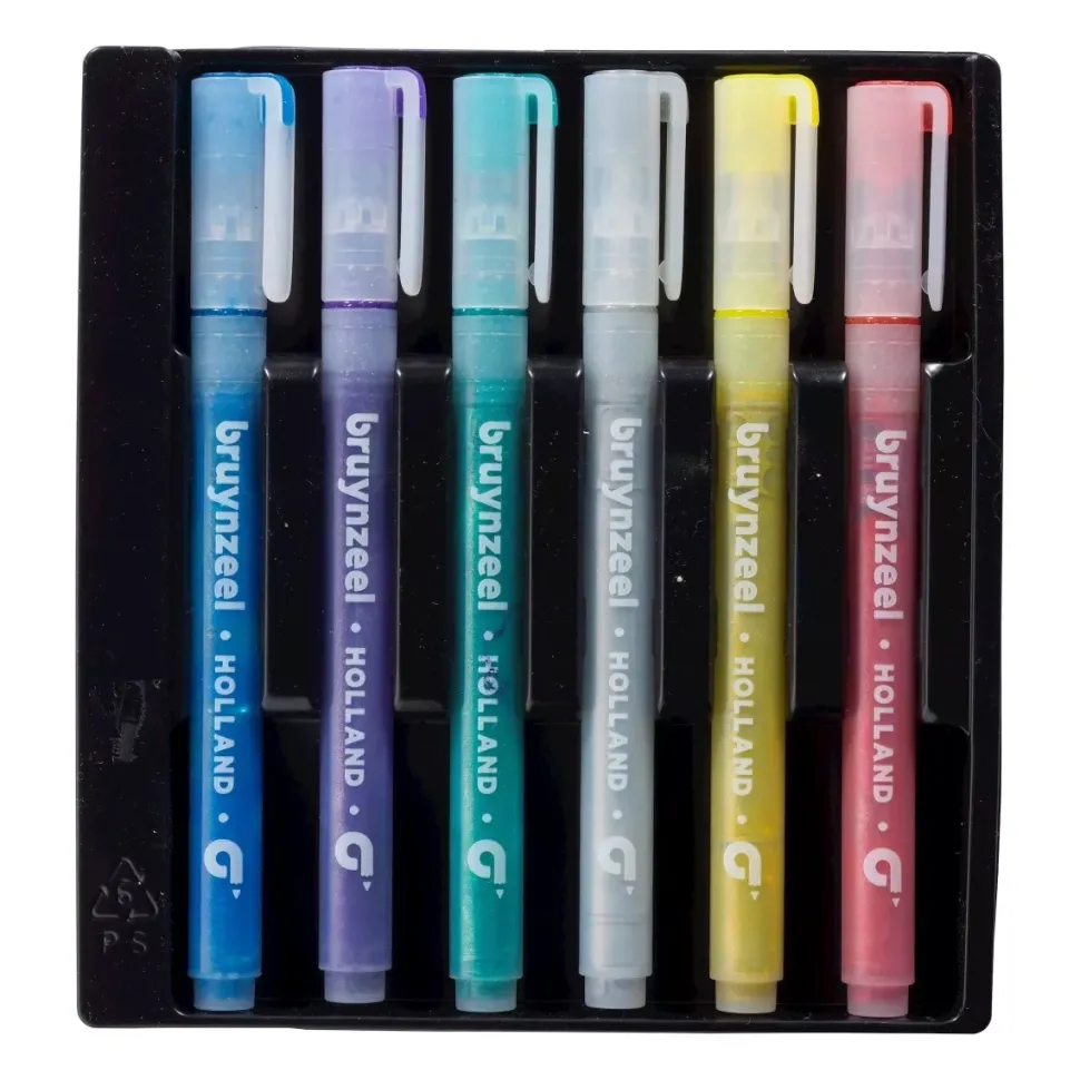 Estuche de 6 Rotuladores Brillantes Kids Bruynzeel
