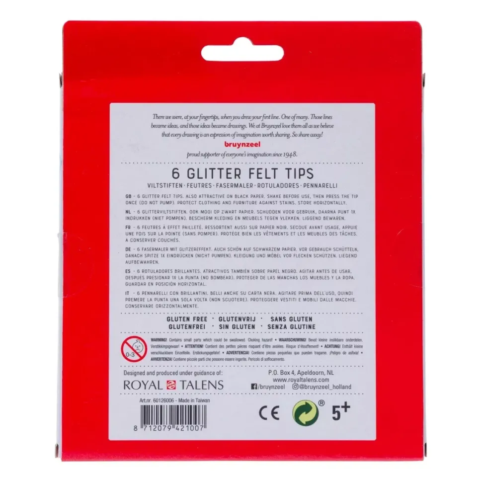 Estuche de 6 Rotuladores Brillantes Kids Bruynzeel