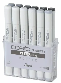 Estuche de 12 rotuladores Tonos Grises Fríos Copic Sketch
