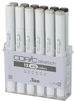 Estuche de 12 rotuladores Tonos Grises Cálidos Copic Sketch