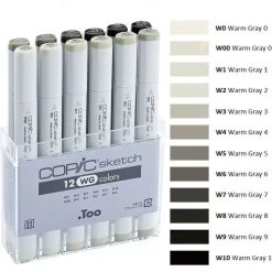Estuche de 12 rotuladores Tonos Grises Cálidos Copic Sketch