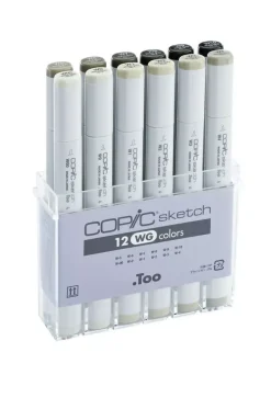 Estuche de 12 rotuladores Tonos Grises Cálidos Copic Sketch