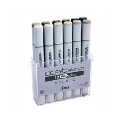 Estuche de 12 rotuladores Tonos Grises Cálidos Copic Sketch