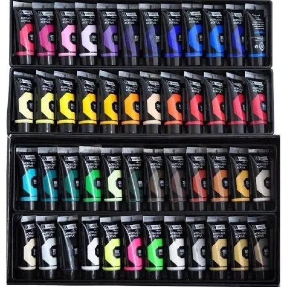 Estuche de cartón Campus acrílico 48 tubos de 21 ml + 1 bastidor