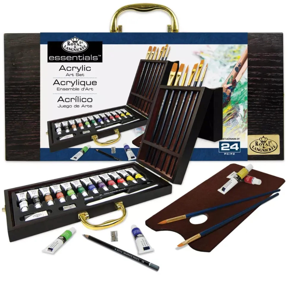 Estuche de Madera con 24 Pinturas Acrílicas Royal & Langnickel