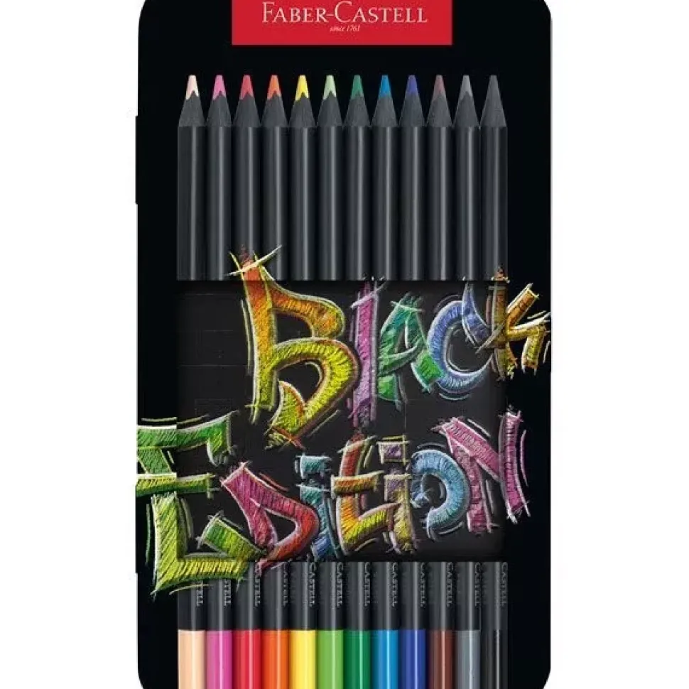 Estuche de Metal 12 Lápices de colores Black Edition Faber-Castell