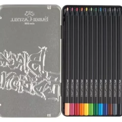 Estuche de Metal 12 Lápices de colores Black Edition Faber-Castell