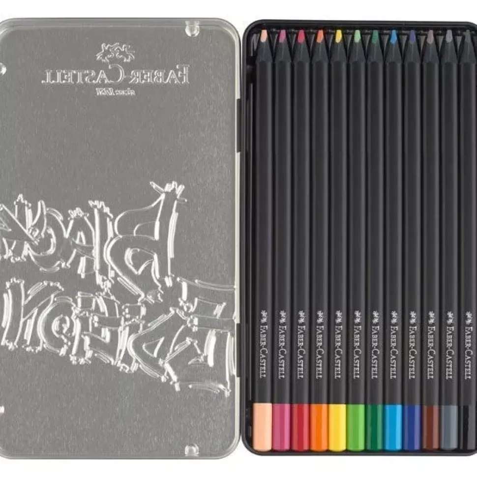 Estuche de Metal 12 Lápices de colores Black Edition Faber-Castell