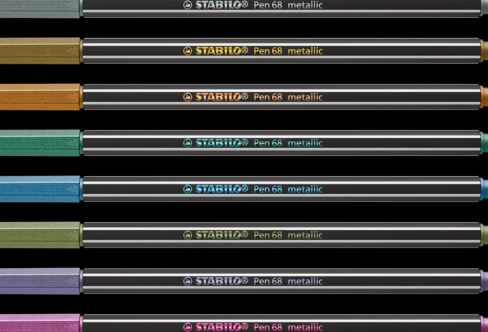 Estuche de Metal 8 Rotuladores Metálicos STABILO Pen 68 Metallic