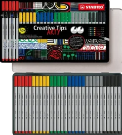Estuche de Metal Arty 30 Rotuladores Vivos STABILO Creative Tips
