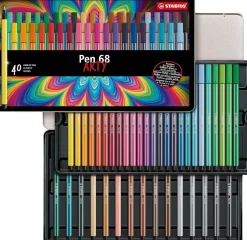 Estuche de Metal Arty 40 Rotuladores STABILO Pen 68