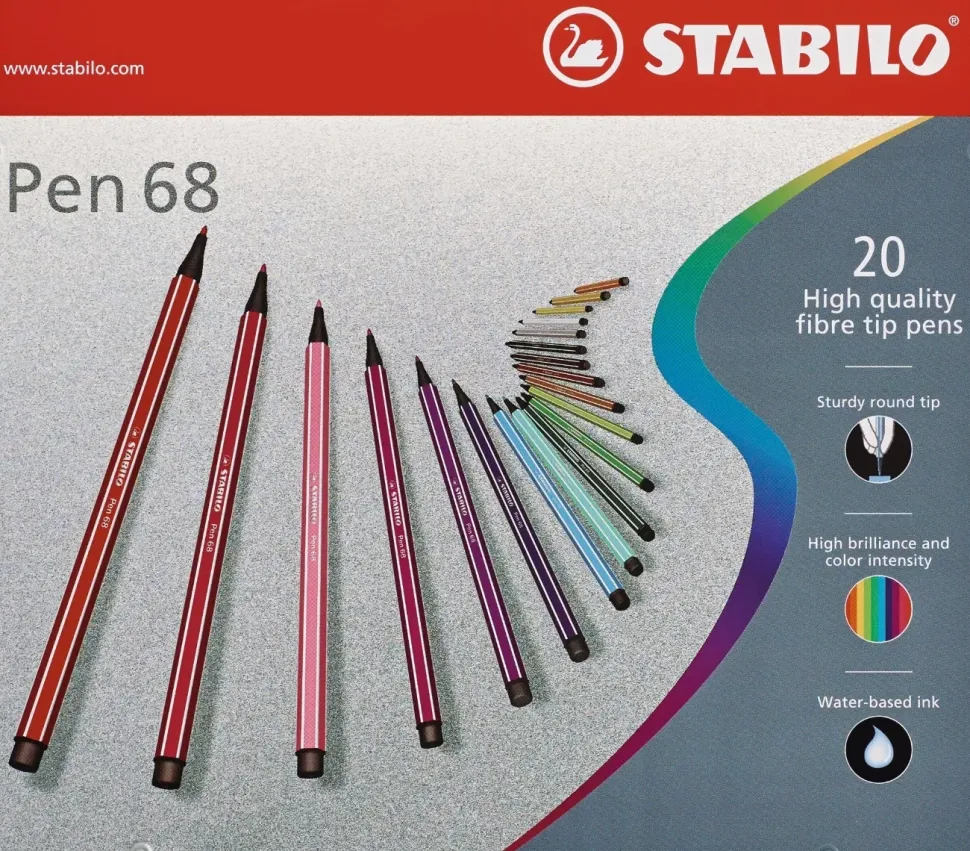 Estuche de Metal Arty 20 Rotuladores STABILO Pen 68