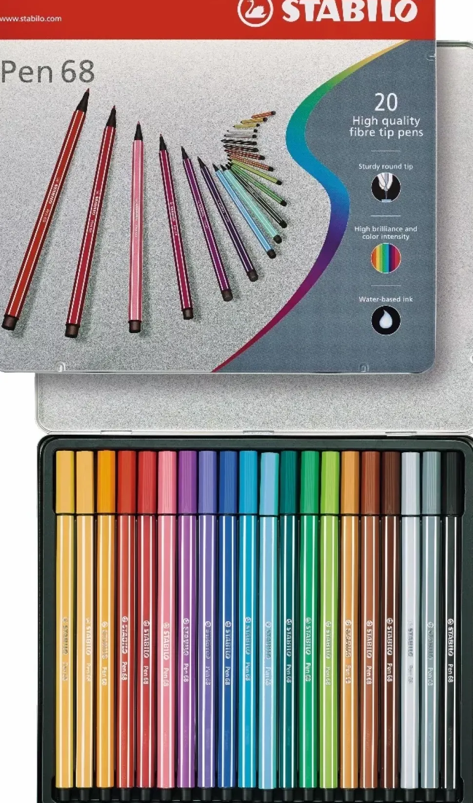 Estuche de Metal Arty 20 Rotuladores STABILO Pen 68