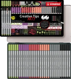 Estuche de Metal Arty 30 Rotuladores Pastel STABILO Creative Tips