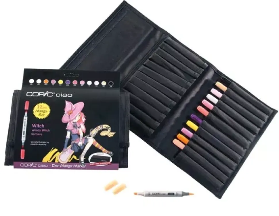 Estuche de tela con 12 rotuladores Witch Copic Ciao