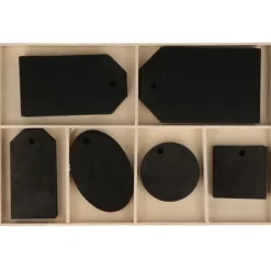 Etiquetas de madera negras Artemio