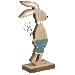 Figura Conejo de Madera Con Flor Rayher