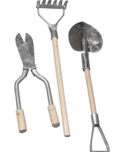 Herramientas metálicas y de madera decorativas set de 3 Unidades