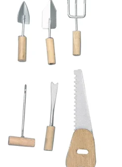 Herramientas metálicas y de madera decorativas set de 6 Unidades