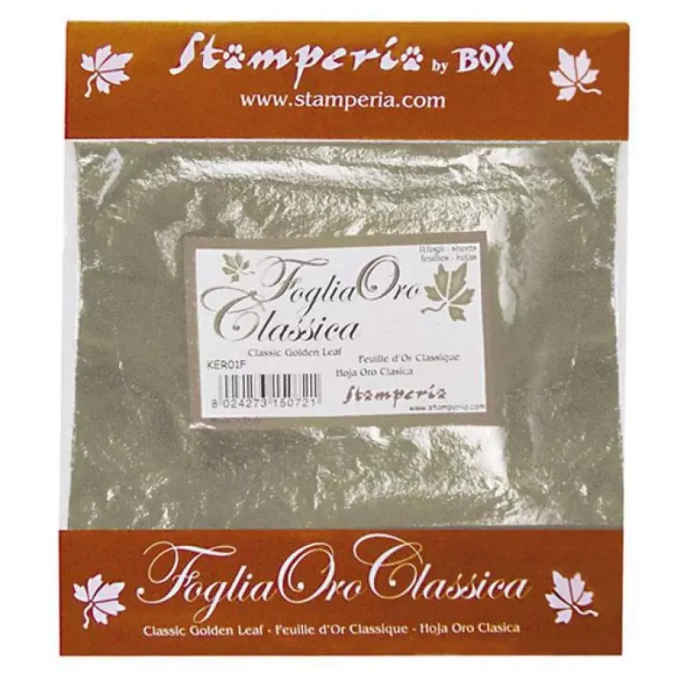 Hojas plata Clásico Stamperia 14x14cm