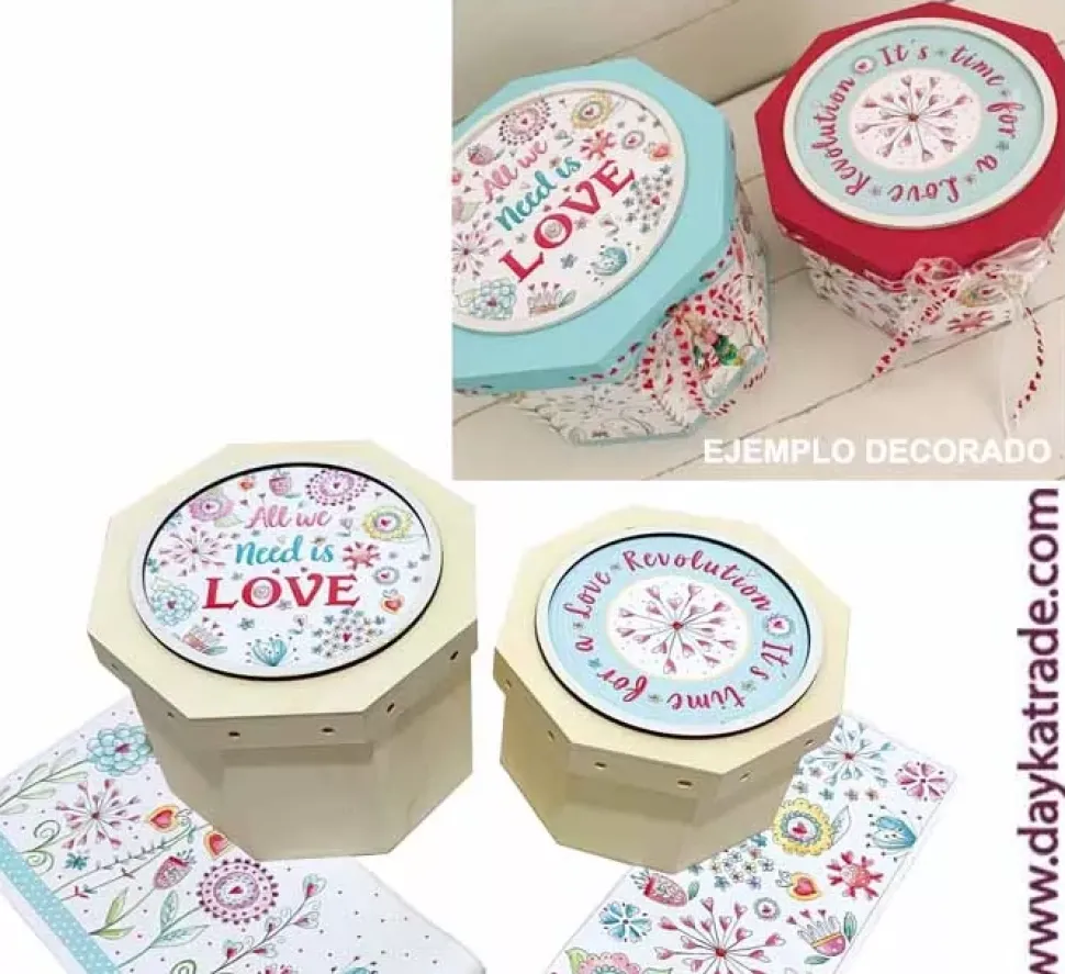 Kit 2 Cajas Octogonales Lazos Love Dayka Trade