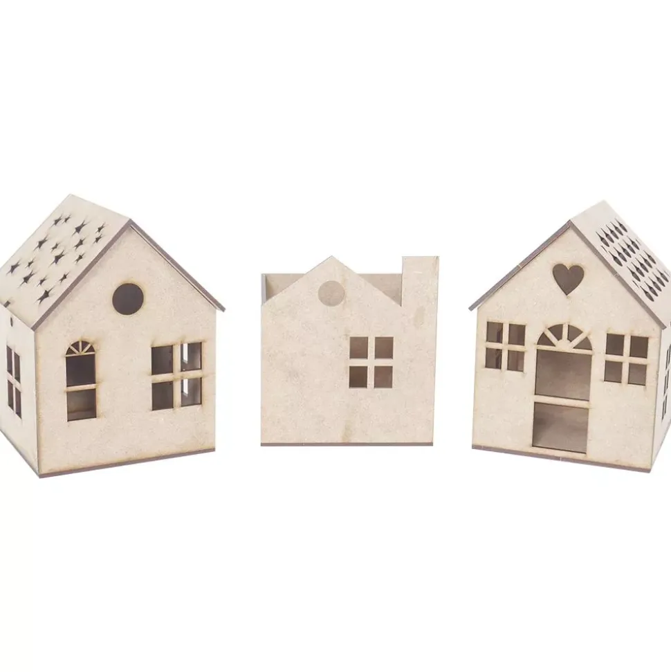 Kit 3 Casitas Caladas para Farol o Macetero Artis Decor
