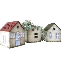 Kit 3 Casitas Caladas para Farol o Macetero Artis Decor