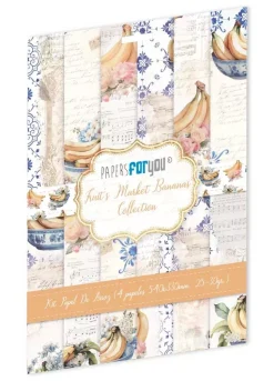 Kit 4 Papeles de Arroz Bananas Fruits Market PapersForYou 54x33cm