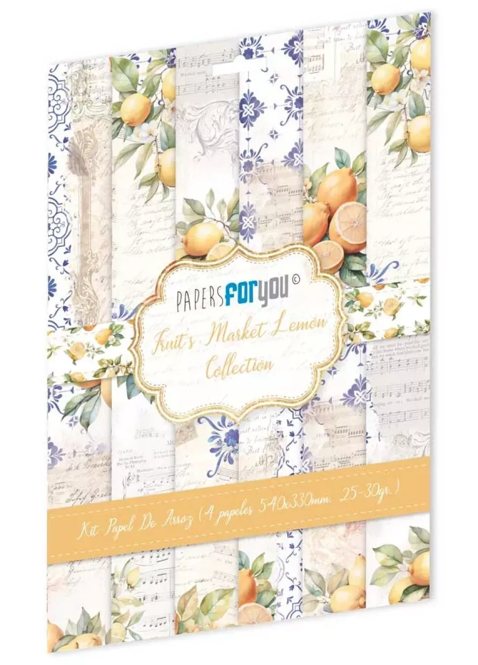 Kit 4 Papeles de Arroz Lemon Fruits Market PapersForYou 54x33cm