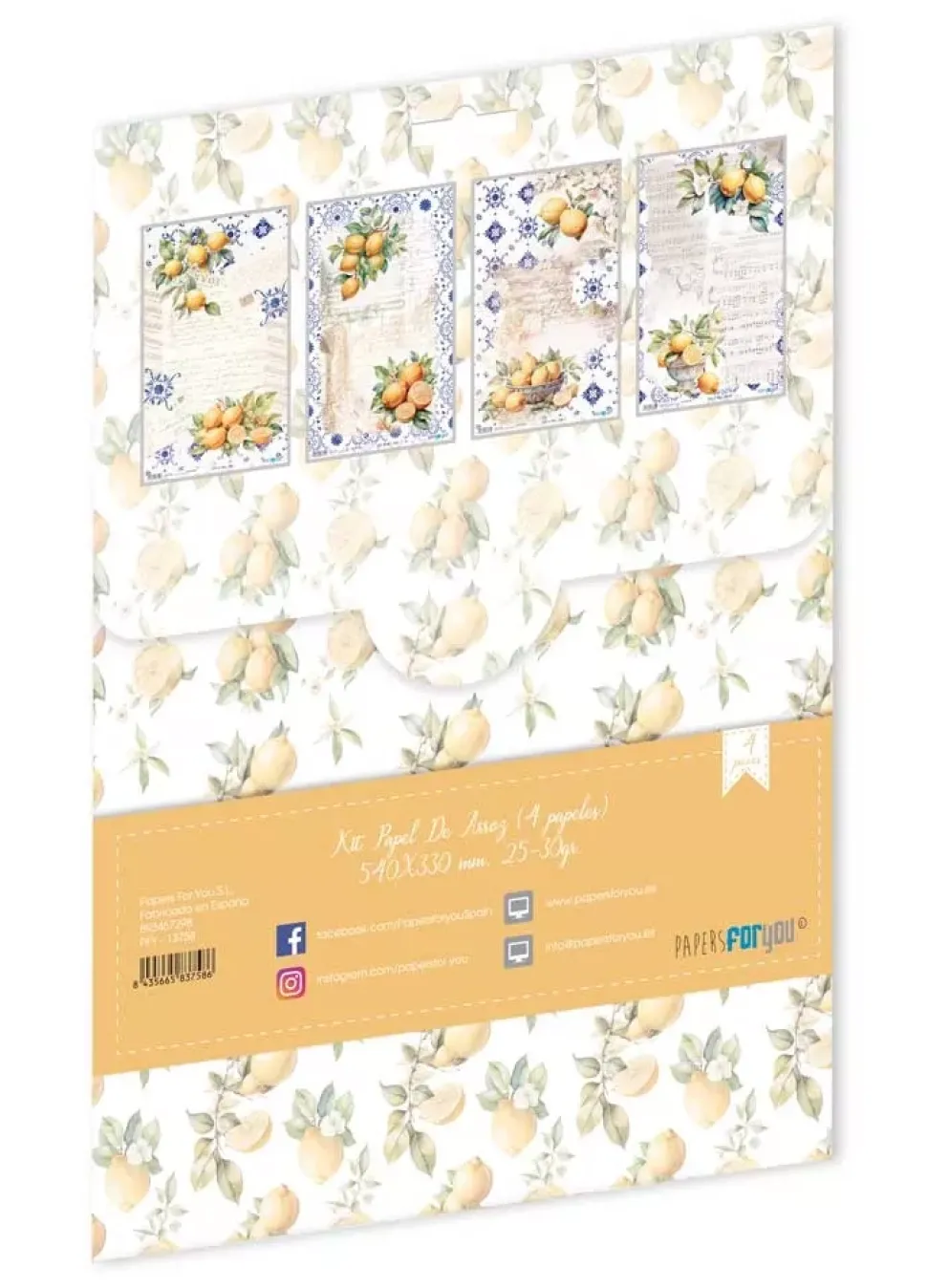 Kit 4 Papeles de Arroz Lemon Fruits Market PapersForYou 54x33cm