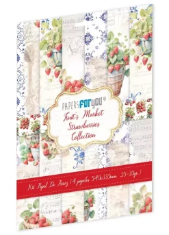Kit 4 Papeles de Arroz Strawberry Fruits Market PapersForYou 54x33cm