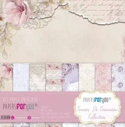Kit 8 Papeles de Tela Niñas Sueños de Comunión PapersForYou 30x30cm