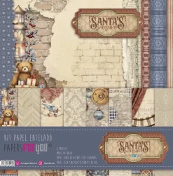 Kit 8 papeles de tela Santa's Workshop PapersForYou 30x30cm