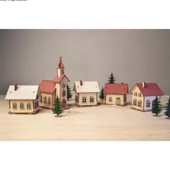 Kit 3D Casitas de madera con luces Rayher