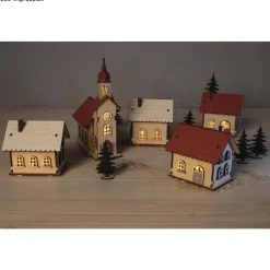Kit 3D Casitas de madera con luces Rayher