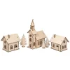 Kit 3D de madera casas pueblo con luces Rayher