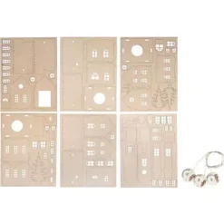 Kit 3D de madera casas pueblo con luces Rayher