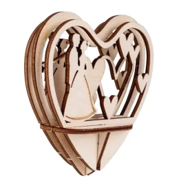 Kit 3D de Madera Corazón Decorativo Pareja Nupcial Rayher
