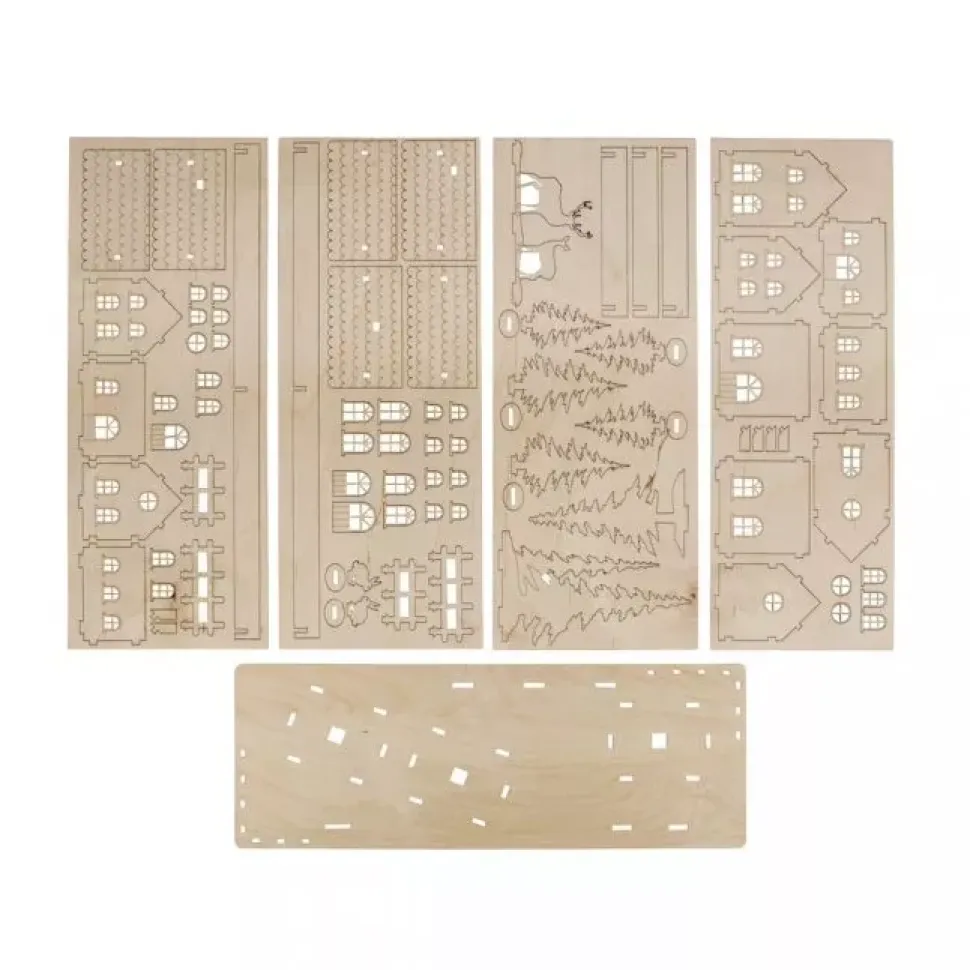 Kit 3D de madera Pueblo Invernal Rayher