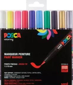 Kit de 10 rotuladores punta pincel Colores Básicos Posca