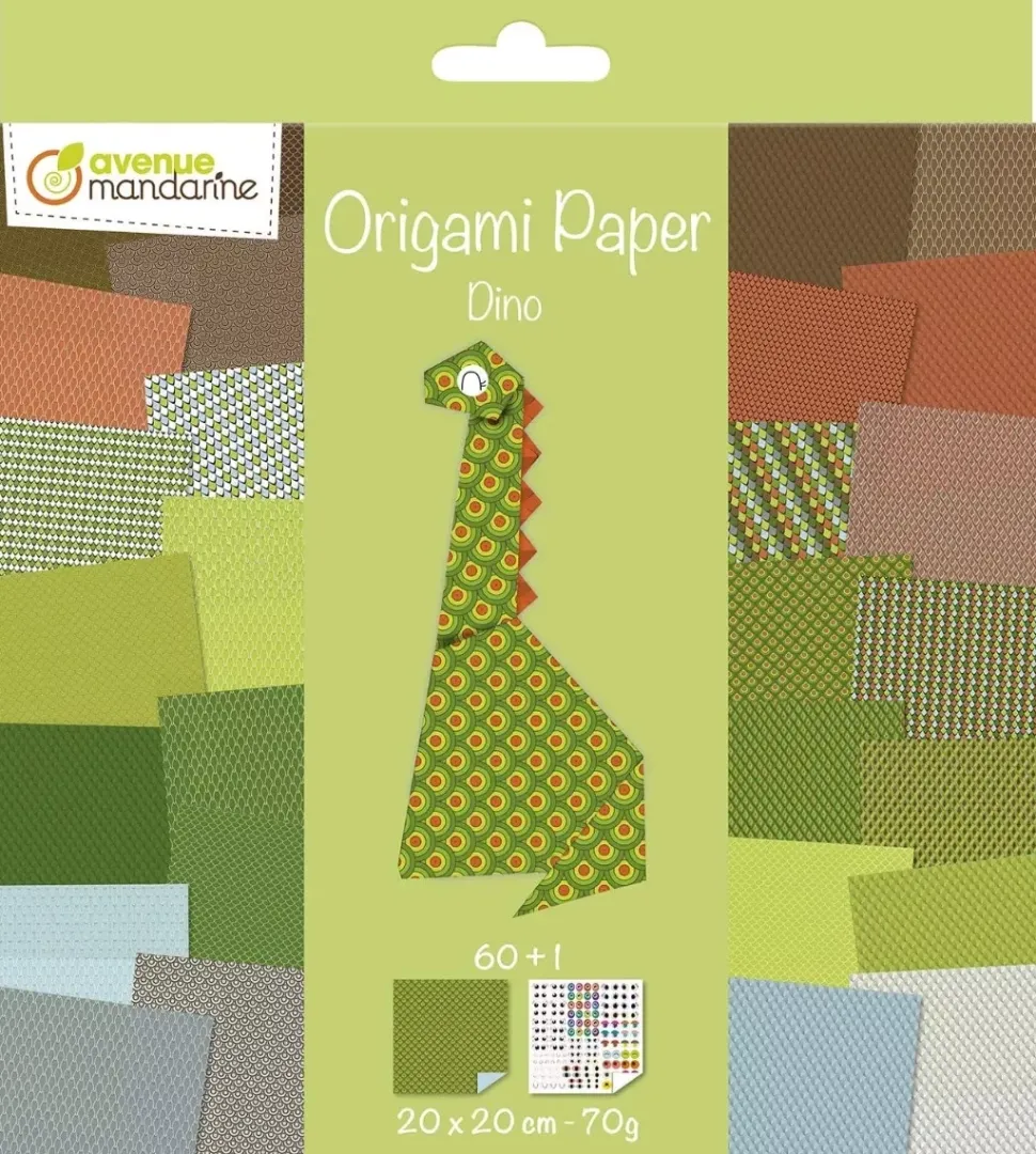 Kit de Papel para Origami Dino Avenue Mandarine