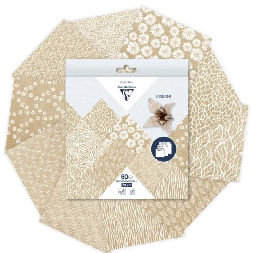 Kit de Papel para Origami Floral kraft Clairefontaine
