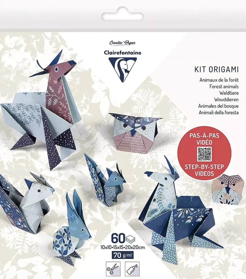 Kit de Papel para Origami Animales del Bosque Clairefontaine