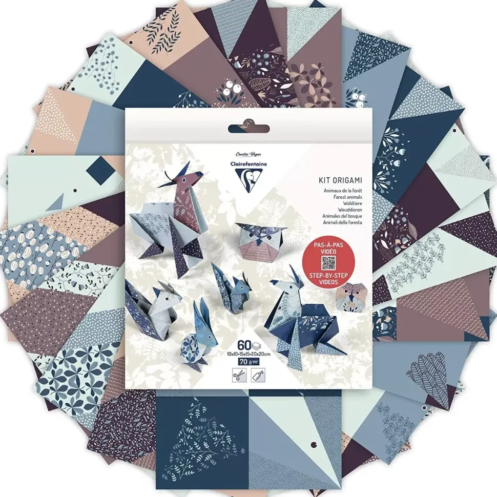 Kit de Papel para Origami Animales del Bosque Clairefontaine