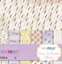 Kit de Papeles Vellum Niñas Sueños de Comunión PapersForYou 30x31cm