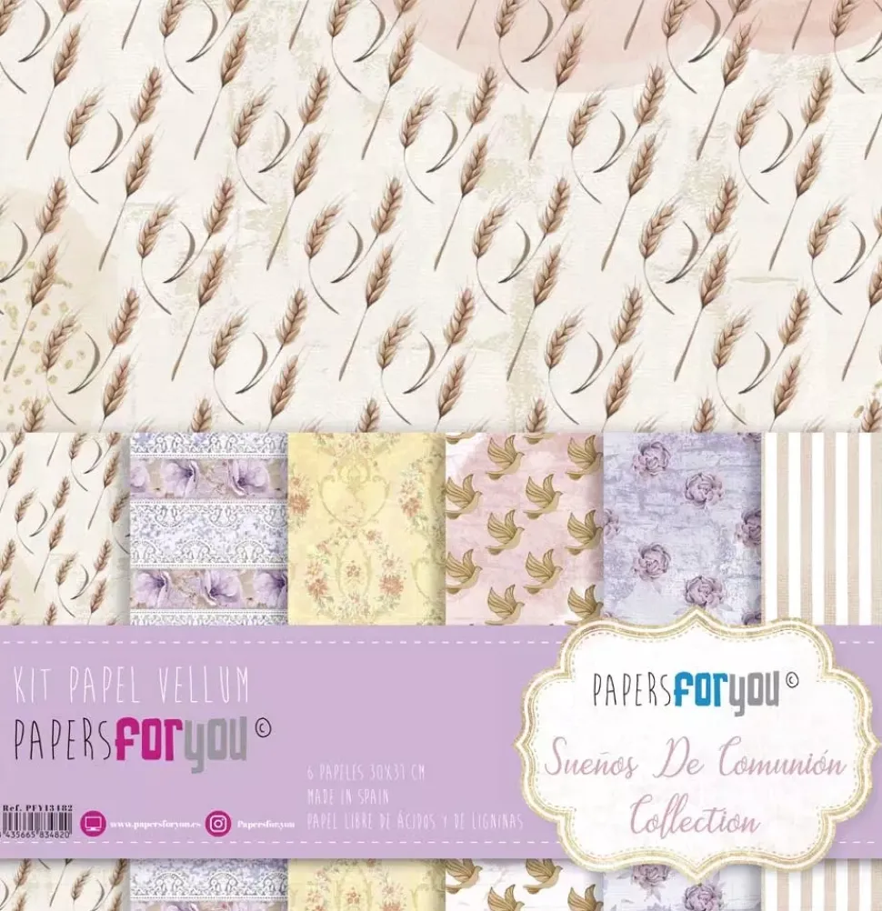 Kit de Papeles Vellum Niñas Sueños de Comunión PapersForYou 30x31cm
